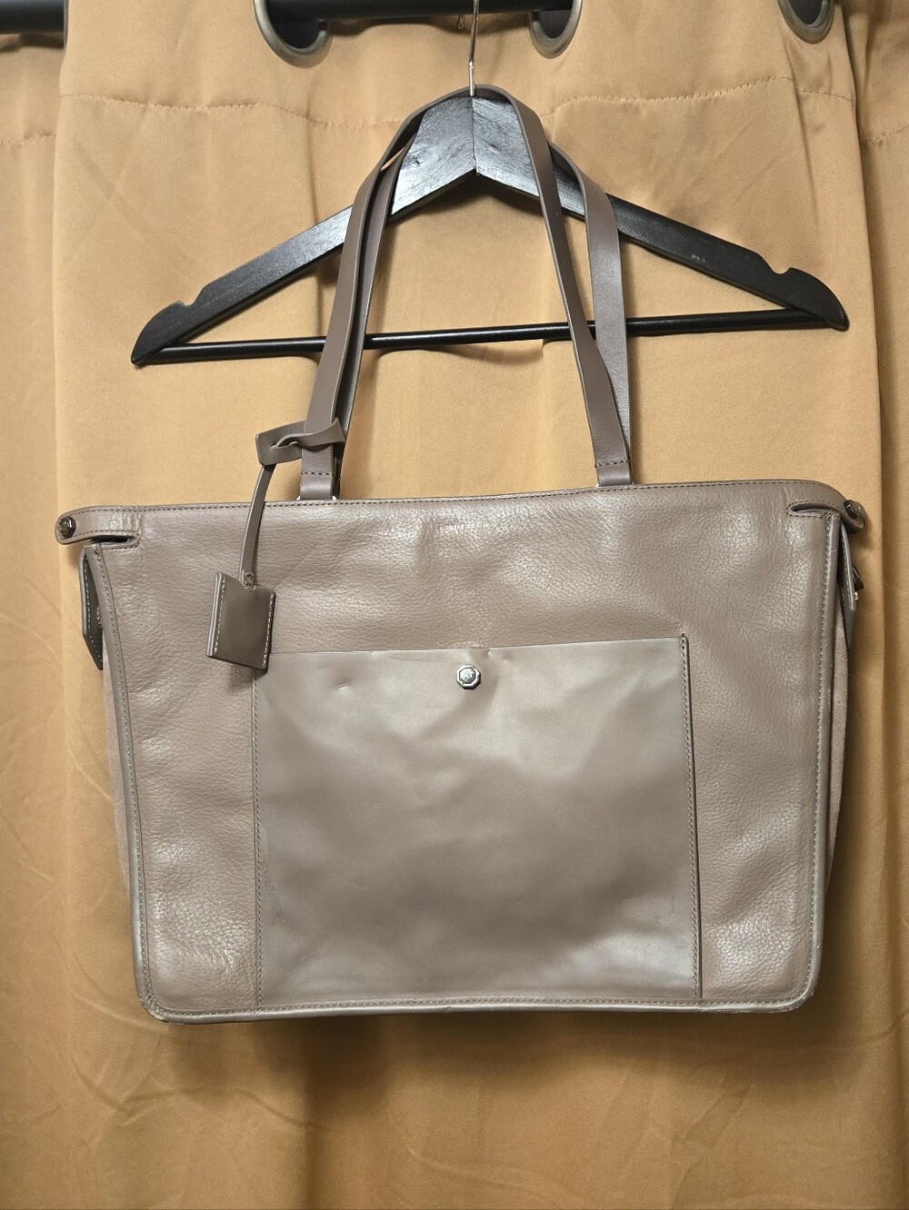 Louise Et Cie Leather Handbag Shoulder Laptop Taupe Bag 100% Genuine Leather